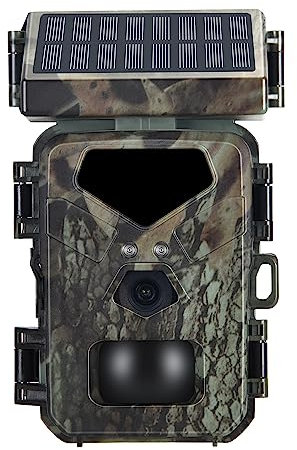 YTLJJ Fotocamera Solare Mini Caccia 20MP 1080P, 2600mAh Batteria Integrata Ricaricabile, Fototrappola Notturna Infrarossi Invisibili Foto Monitoraggio della Fauna Selvatica, Impermeabile IP65