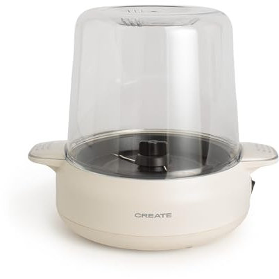 CREATE/POPCORN MAKER STUDIO/Popcornmaschine mit Butterschmelzer Cremeweiß/einfache Bedienung, bis zu 100g Mais, Popcorn in 5 min, Süßes oder gesalzenes Popcorn, 500W