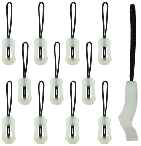 Yocimango YO-27871 Reißverschlüsse leuchten im Dunkeln, fluoreszierend, grün, leuchtend, 3,3 cm, Reißverschluss, für Koffer, Jacke, Rucksack, Zelt, Outdoor-Camping, Werkzeug, Ersatzhelfer, 12 Stück