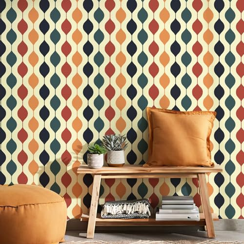 Simon&Siff Checkered Wallpaper Peel and Stick Wallpaper 240x15.7 1970s Retro Colored Geometric Wallpaper Abstract Removable Modern Contact Paper Wall Decor for Bedroom Bathroom