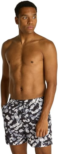 Calvin Klein herr medium dragsko tryck KM0KM01162 badbyxor, svart (Ck lager blommig svart AOP), XL, Svart (Ck Skiktad Blommig Svart Aop), XL