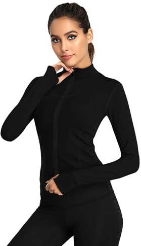 flintronic Veste de Sport Femme, Veste de Course à Manches Longues Femme, Léger Éclair Haut de Fitness, Séchage Rapide Vestes de Course avec Fermeture pour Yoga Running Fitness Jogging