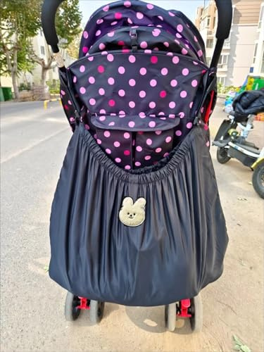 Pawleso Kinderwagen Einkaufstasche XL, große Kinderwagentasche, 70×40 cm, Buggy Organizer, Wickelflaschen Aufbewahrungstasche, leichte wasserdichte Nylontasche (Schwarz, Süße Hase 70 * 40cm)