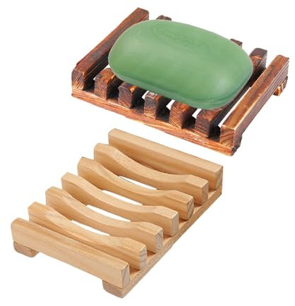 HDGSAFD 2 portasapone in legno, rettangolare, colore carbonizzato, portasapone doccia