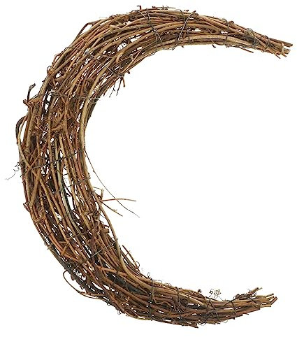 OKUMEYR Rattan Wreath Moon Shape Kranz Für Kreative Bastelprojekte Zur Dekoration Von Türen Und Wänden Aus Hochwertigem Rattan Für Langlebige Nutzung Für Feiertage Und Anlässe