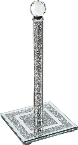 Ornamenti di diamanti schiacciati in argento riempito di cristallo porta rotolo da cucina 34 cm diamante autoportante cromato/portasciugamani di carta/autoportante/supporto per asciugamani per