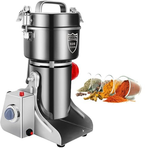 Commercial Machine,Electric Grain Grinder, Commercial Grain Mill Grinder Stainless Steel High-speed Spice Herb Grinder Machine Dry Cereals Pulverizer for Herb, Corn, Nut, Sesame, P