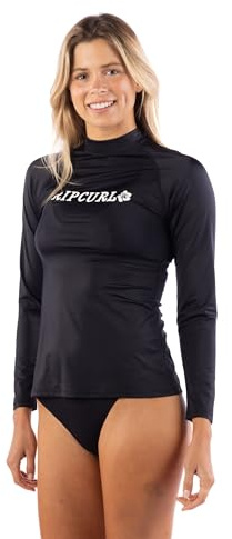 Langärmeliger Rashguard mit UPF 50+ Sonnenschutz, Schwarz, Medium