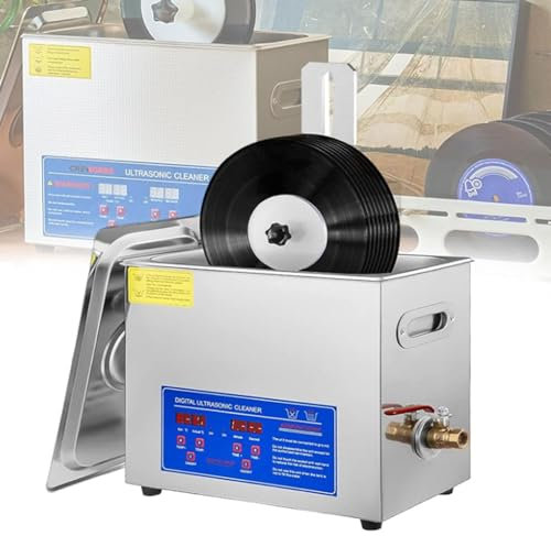 Kommersiell maskin, kommersiell ultraljudsrengörare, 6L ultraljudsrengöringsmaskin för vinylskivor, disktvätt, rengör 1-6 vinylskivor en gång, 40KHz 180W professionell bärbar sonis