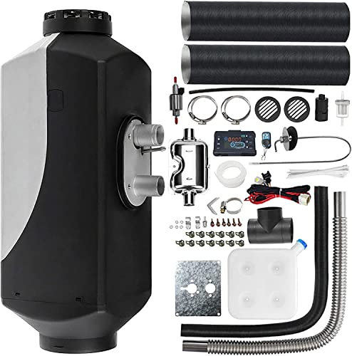 HALOYWB E-DA 5KW Air Diesel Heater Tank with LCD Remote Control Panel Diesel Oil Heater for Cars Lorries Caravans Bus Truck Motor Boat Trailer Black
