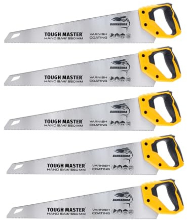 TOUGH MASTER Hand Saws 550mm, Pruning & Cutting Wood, Plastic, PVC Pipes, Razor Sharp Blade 9TPI Comfortable Non-Slip Handle, Wood Saw with Ruler Markings (5)