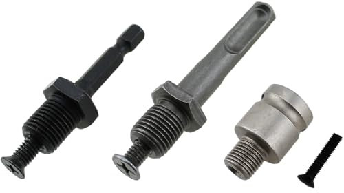 TAODAN 3PCS Steel 1/2-20 UNF Mounting Threaded Drill Bit Chuck Rod Adapter Set 1/2 inch SDS Round Shank 1/4 inch Hexagonal Shank 1/2 inch Square Drive Coupling Rod Compatible with Impact Drivers
