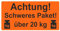 Warnetiketten/Versandetiketten Achtung! Schweres Paket! über 20 kg auf Rolle - 100 x 50 mm - 500 Stück