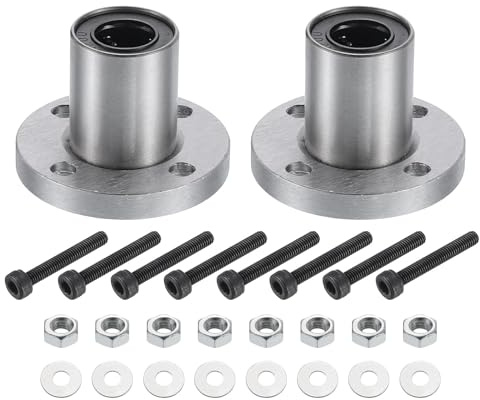QUARKZMAN LMF12UU Cuscinetti Lineari A Sfera 12mm Foro 21mm Diametro Esterno 30mm Lunghezza Flangia Rotonda Nichelata Con Viti Per Macchine CNC Stampanti 3D 2pz