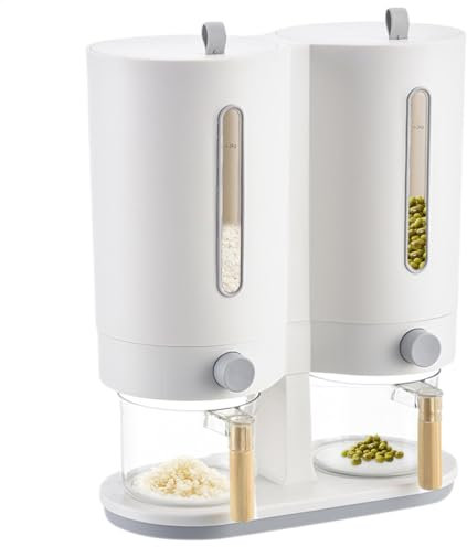 Contenedor de arroz, dispensador de arroz - Dispensador de arroz de doble bocket 11lbs Cocina,Organizador de gastronomía para el comedor de judías verdes de soja para el comedor