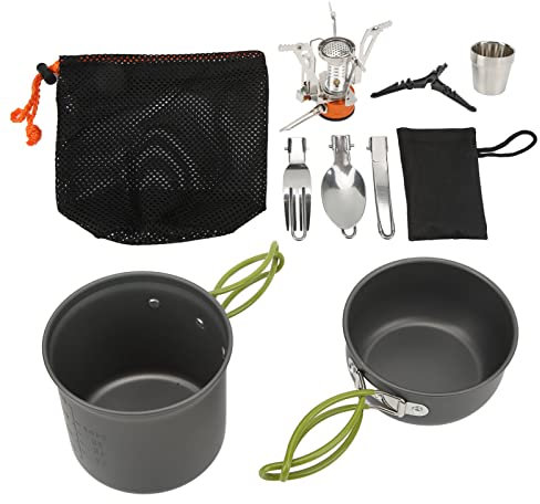 ZJchao Portable Camping Cookware Set Multifunctional Outdoor Picnic Cooking Stove Pot Spork Set