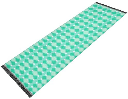 miaozhen Alfombra para la cocina Küchenläufer, Raute, maschinenwaschbar, rutschfest, für den Außenbereich, Terrasse, Heimdekoration, Türkis