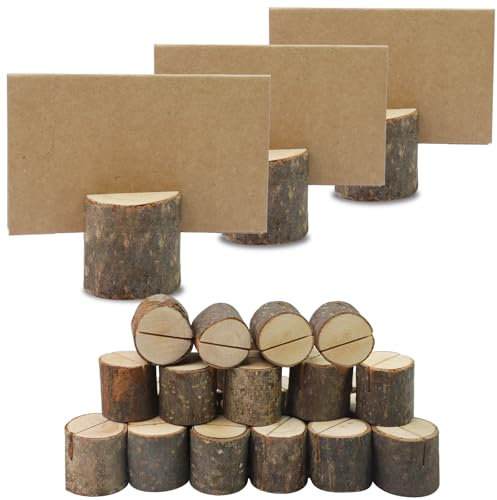 TOPCZY 25 places en bois rustique avec/Porte Carte pour Mariages/Porte Photo/Porte Menu Bois/Porte Carte Table/Nom Table Mariage