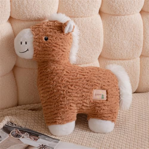 Ueiwffzo 50cm Zierkissen, PferdeForm Dekokissen Plüsch Sofakissen kinderkissen für Kinder Fotografie-Requisiten-Hintergrund, Sofa-Rückenkissen, Kinderzimmer Zimmer, Hausdekoration (Braun)