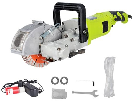 JXYQ Rainureuse à béton électrique 4 000 W avec 5 Lames pour Brique, Granit, marbre, béton, Largeur de Coupe 30 mm et Profondeur 36 mm, Verte