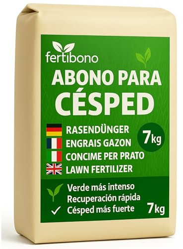 FERTIBONO Abono Césped, 7kg – NPK con Magnesio, Hierro, Manganeso y Azufre – Revitaliza Césped Amarillo – Ideal Jardines Domésticos - Hasta 280 m2