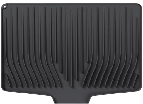 Large 18.9x13.58 Silicone Dish Drying Mat Draining Board Mats Sink Drainer Mat Drying Coaster Collapsible Non-Slip No-Spill 446°F Heat Resistant for Kitchen Counter Countertops Worktop Saver (Black)