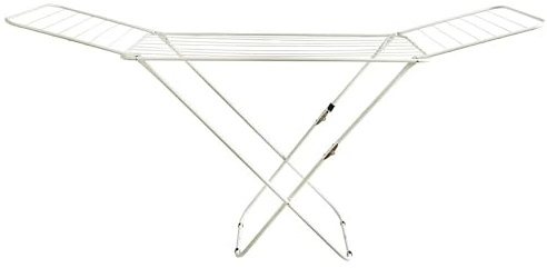 Monal Winged Foldable Clothes Airer – White Indoor Drying Rack with Side Wings – Steel Folding Laundry Dryer for Towels, Shirts, Bedding – Lightweight, Rustproof, Easy to Store