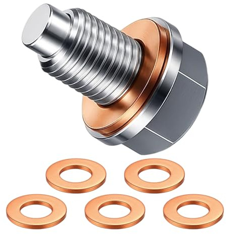6pcs sump plug, Magnetic Sump Plug With Washers, Oil Drain Plug Replacement for Most Cars and Motorcycles, Stainless Steel Oil Sump Plug for Routine Engine Maintenance