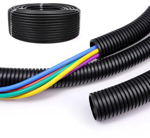Tubo Corrugato Nero Diametro 32 mm 25M Flessibile Autoestinguente Resistente Pieghevole per Impianti Elettrici Passaggio e Protezione Cavi