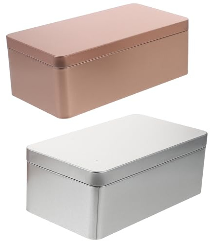 TOGEVAL 2 Stück Rechteckige Blechdosen Aufbewahrungsboxen Dicht Schließendem Deckel Tragbare Mini organizer für Tee Süßigkeiten Kosmetik und Kleine Haushaltsgegenstände Geschenkbox in