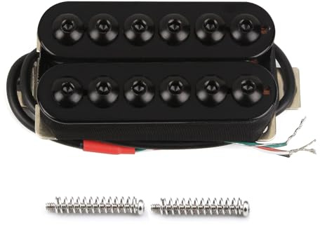 FLEOR Ceramic Magnet 12pcs adjustable Hex High-output Humbucker Neck Pickup 7-8K for Electric Guitar, Black