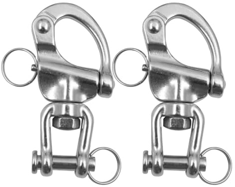Gatuida Lot de 2 manilles pivotantes pour Bateau : Crochet d'amarrage Marin en Acier Inoxydable de 7 cm (2 3/4 po) - Clip de sécurité à dégagement Rapide pour amarres de Yacht, Crochet pour