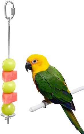 Brochette à Fruits pour Oiseaux - Tige Porte-Fruits en Acier Inoxydable, pour Cage Ara, cacatoès NINFA perico, Pinson, inséparable, cacatoès et Petits Animaux