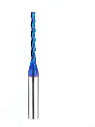 Fresa CNC plana de triple filo, broca de enrutador en espiral de carburo sólido para carpintería, vástago de 6,35 mm, revestimiento azul para resistencia al desgaste