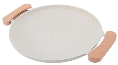 Hamwesh Sartén para Parrilla de Barbacoa Coreana, Placa de Parrilla de Aluminio Portátil Recubierta de Piedra Maifan Antiadherente, Plancha Antiadherente Versátil Compatible con Inducción para (WHITE)