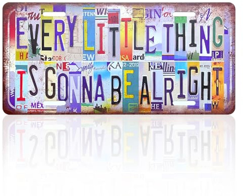 BLNC Vintage License Plate Decor, Aluminum Plate Colored Logo Decoration for Home Office Basement Garage Bar Restaurant Living Room Garden Yard (EVERY LITTLE THING IS GONNA BE ALRIGHT)