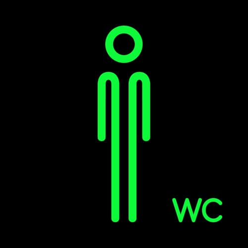 Panneau WC / Plaques PVC noir avec vinyle photoluminescent / Brillent dans le noir / Homme, Femme, Homme et Femme, Handicapés, WC/Panneau lumineux (Homme)