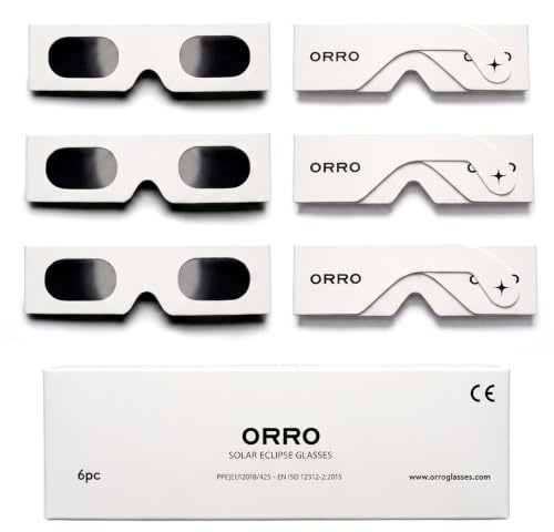 ORRO Solförmörkelseglasögon 45 mm, 2-/6-/12-pack, Passar Över Vanliga Glasögon, Certifierat Ögonskydd, Testade enligt EN ISO 12312-2:2015, CE-märkta - Edge Fit