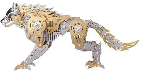 384PCS 3D Metall Puzzle Mechanischer Kriegswolf Modellbausatz, Steampunk Modell Mit Beweglichen Gelenken, Tiermodell Für Zuhause Sammlung Geschenk Für Erwachsene Hobbyisten -Kriegswolf
