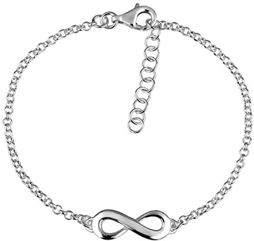 Nenalina Damen Armband 925 Sterling Silber, Unendlichkeitszeichen Infinity für immer Armbänder für Frauen, Armkettchen Länge 18 cm + 3 cm Verlängerung, 331096-000
