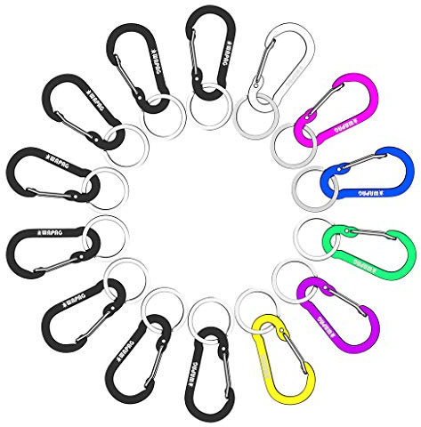 Karabiner 2inch / 5cm Flach im Frühjahr Form Mini Umhängen Clip Haken Schlüssel Andere Kleine Gegenstände für Den Täglichen Indoor Outdoor Leben Rating für Camping Wandern (Farbe 14pcs)