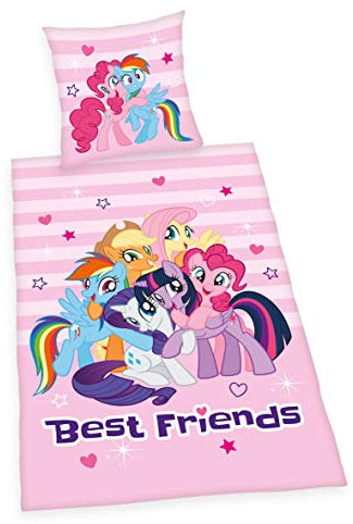 Herding Bettwäsche My little Pony Best Friends, Kopfkissenbezug 80x80cm, Bettbezug 135x200cm, Renforce, mit Marken-RV