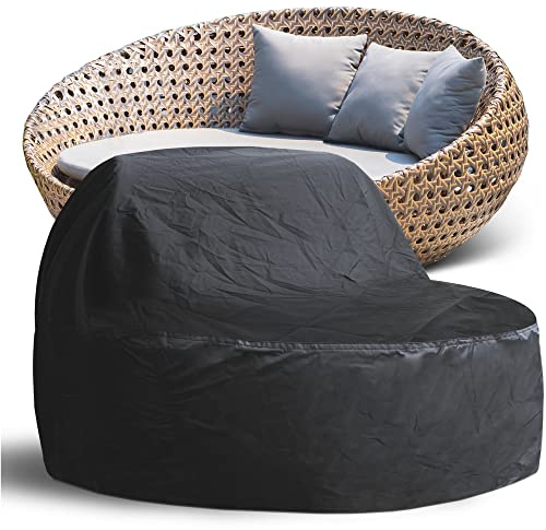 Smart-Planet Housse de protection imperméable ronde pour île ensoleillée Lounge Abri de jardin Bâche de protection contre les intempéries - Diamètre 200 cm - Hauteur 45-126 cm