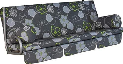 ANGERER Freizeitmöbel GmbH Hollywoodschaukel Auflage Trend - passend für viele 3-Sitzer Hollywoodschaukeln - Schaukelauflage Made in Germany (Grau-Grün geblümt)