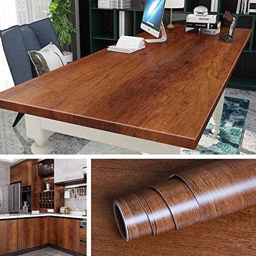 Livelynine 40CMx10M Wood Effect Vinyl Self Adhesive Wallpaper Kitchen Vinyl Wrap for Worktop Vinyle Covering Cabinet Cover Wood Effect Sticky Back Plastic Roll Kitchen Counter Top Covers