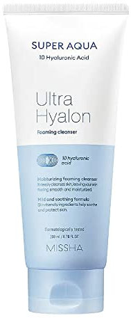 MISSHA - Super Aqua Ultra Hyalron Foaming Cleanser | Deep Cleansing | Hydration with Hyaluronic Acid | Suitable for All Skin Types, 200 ml