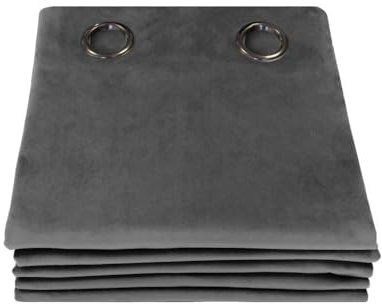 Moondream LumenControl™ Verdunkelungsvorhang | Licht+Sonnenschutz | 100% Lichtschutz | EU Herstellung | Samt | Ösen | Grau MC09 | 135B x 260H cm