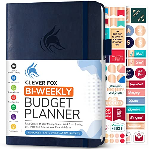 Clever Fox Bi-Weekly Budget Planner – Undated Financial Organizer with Expense & Bill Tracker – Finance Book for Household Money Budgeting – 5.8″ x 8.3″ Hardcover (Blue)