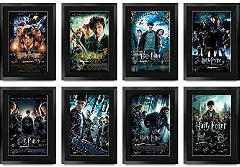 HWC Trading Harry Potter Poster mit Daniel Radcliffe Emma Watson Rupert Grint Signiert für Filmfans – gerahmt, A3