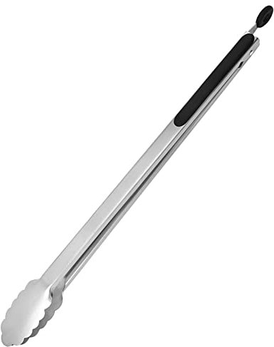 UPTALY 1 pinza per barbecue extra lunga (45 cm), in acciaio inox con manico lungo, pinza per alimenti di grandi dimensioni, pinze per bistecca addensate, pinze per servire per cucinare, grigliare